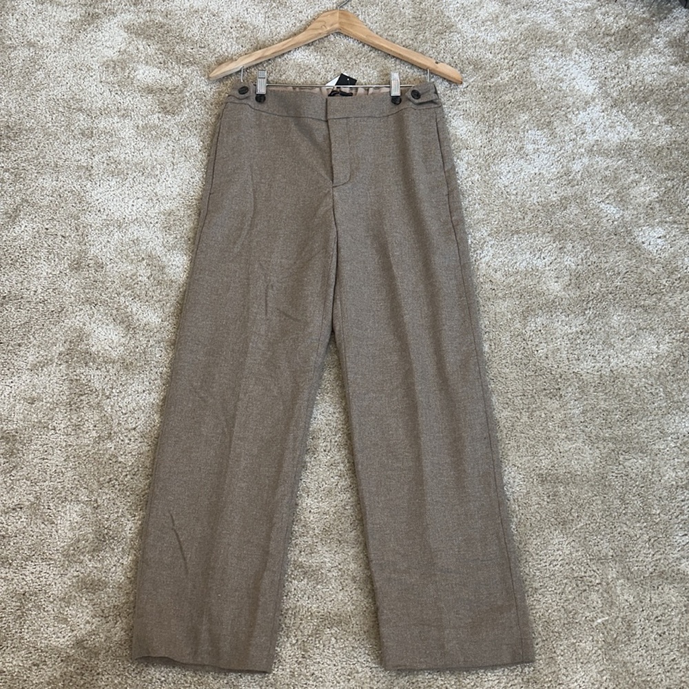 Banana Republic Wool Pants Slack Wide Leg Brown Tan 4